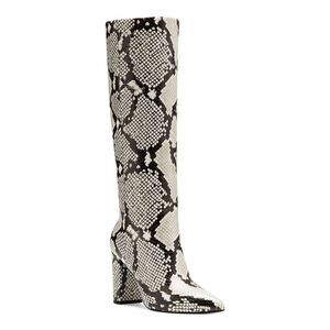 INC Womens Beige Animal Print Zip-Up Dress Heeled Boots 5 M